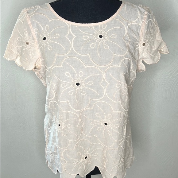Loft Floral Embroidered Cotton Top Size MP - Picture 2 of 6